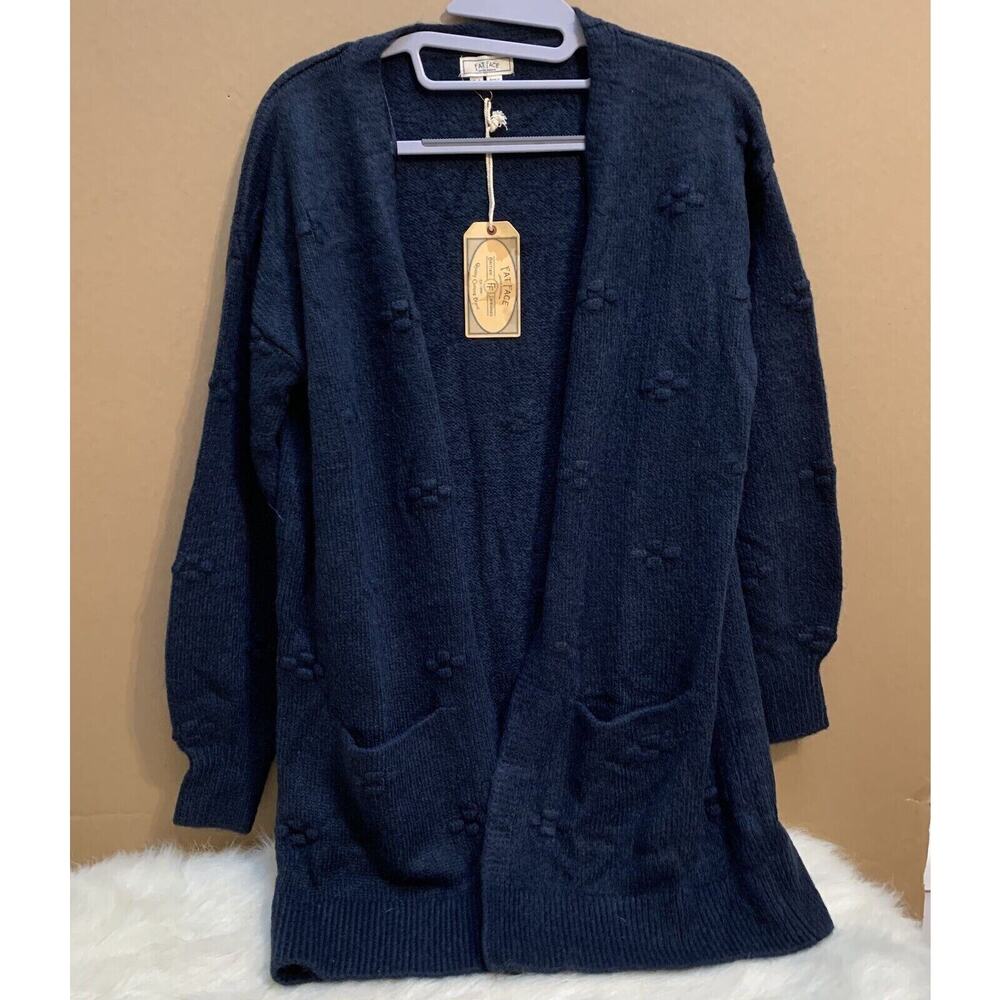 FAT FACE Womens BELLA BOBBLE Open Cardigan Sweater Sz 2 Navy Blue NWT